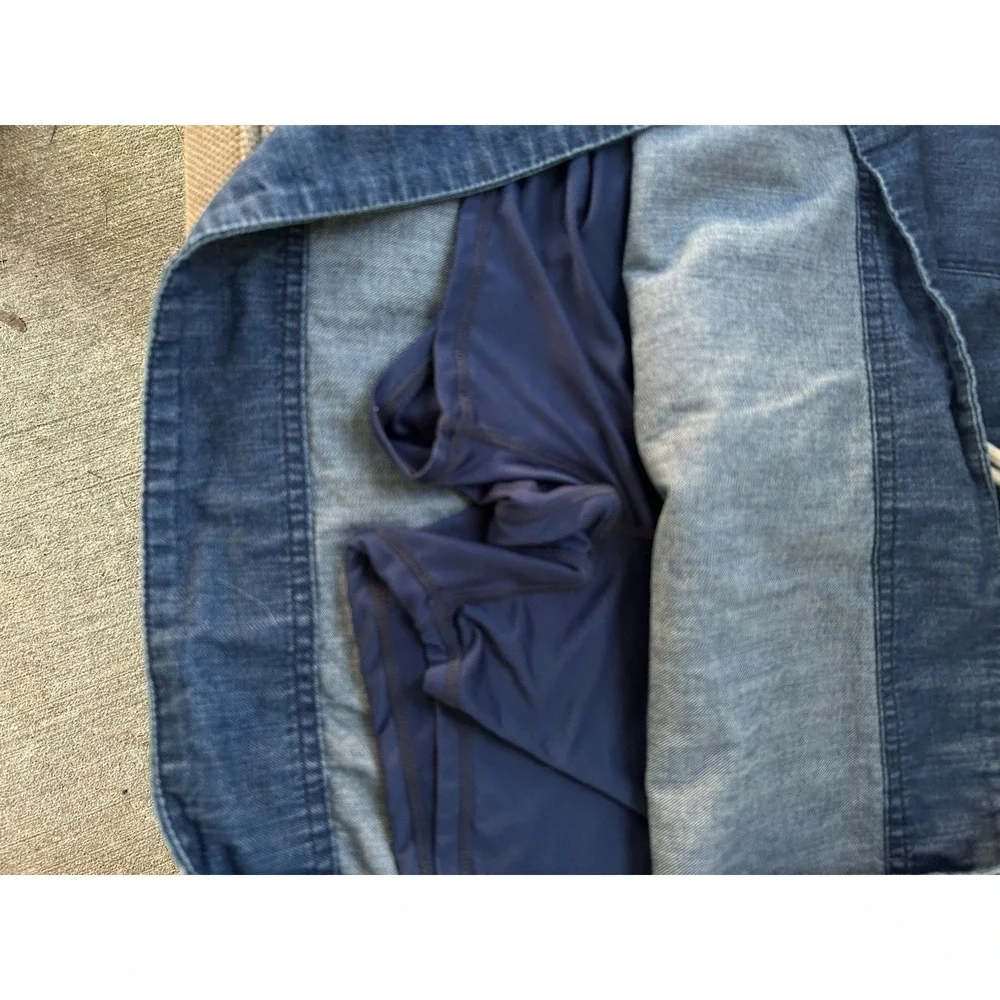 32 Degrees Mini Skort Dark Blue Chambray Drawstring Size XL Inner Shorts Pockets